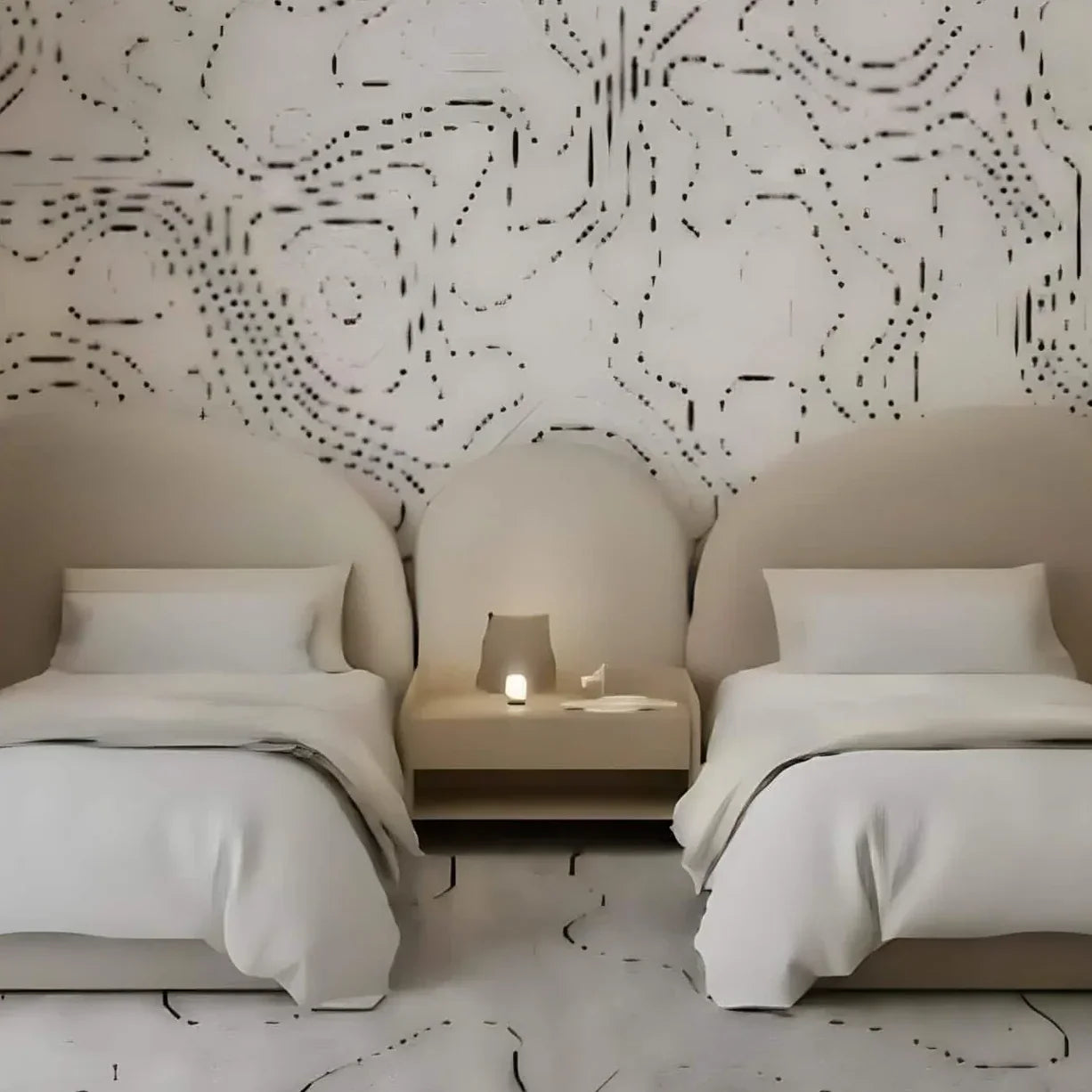 طقم سرير فردي خشب كونتر مع كومود ام دي اف، 3 قطع