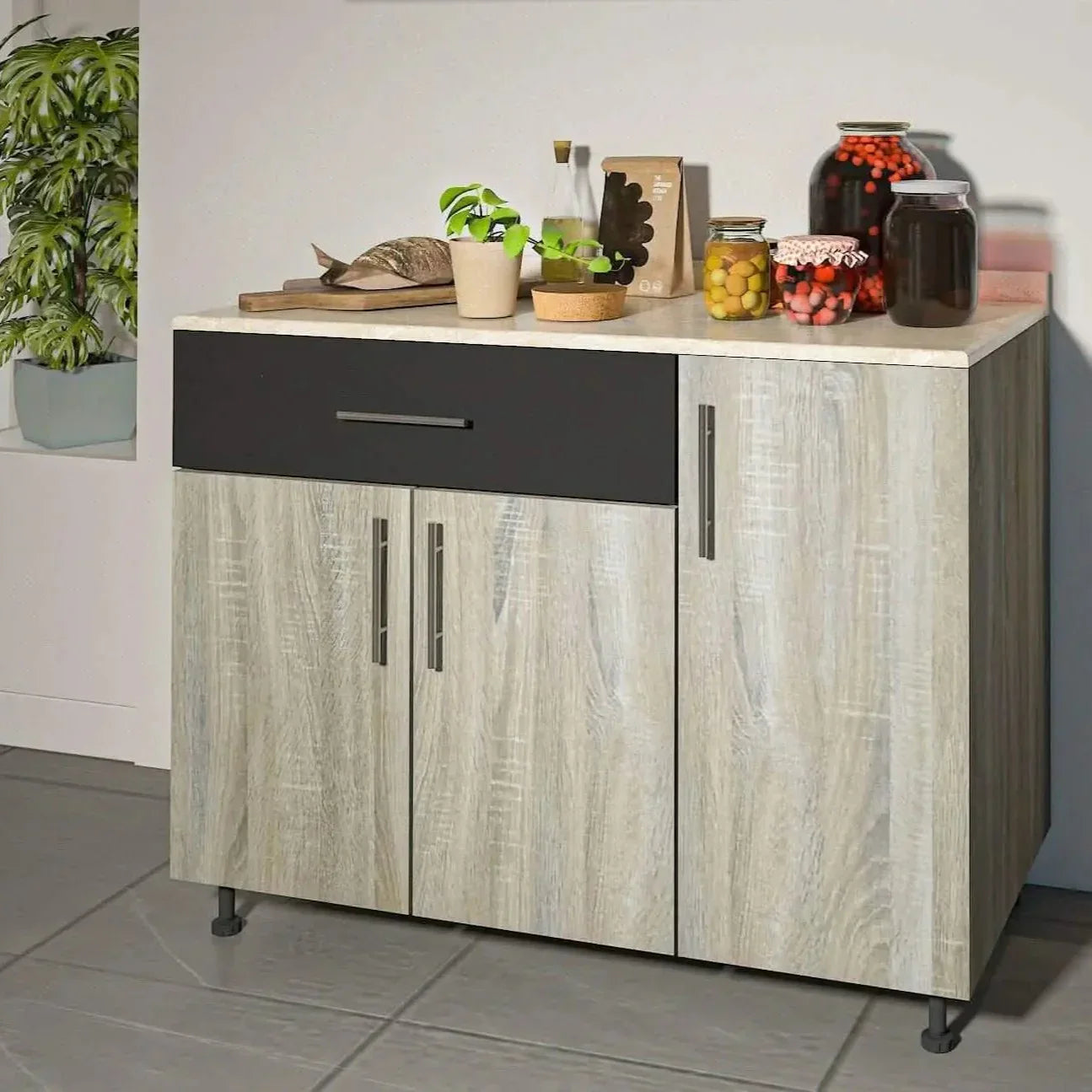 مطبخ خشب ام دي اف، قطعتين