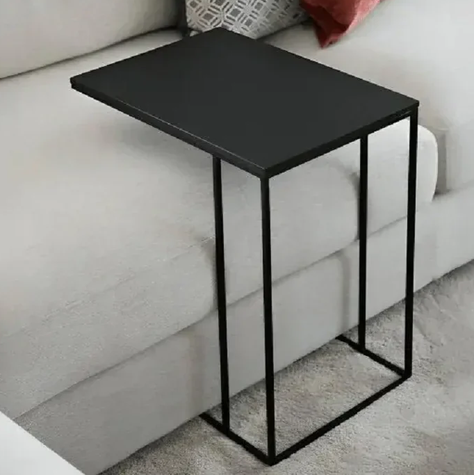 ترابيزة جانبية معدن بسطح خشب، 50*50*40 سم