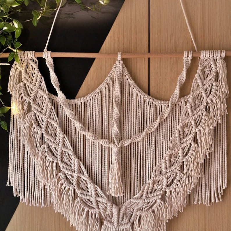 مكرمية حائط خشب، 100*110 سم