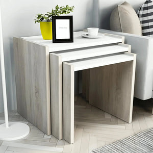 طقم ترابيزات جانبية متداخلة ام دي اف، 3 قطع