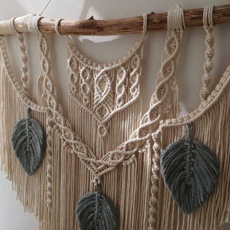 مكرمية حائط خشب، 120*80 سم