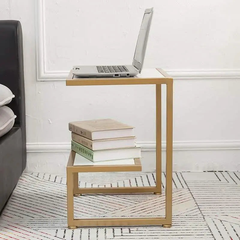 ترابيزة جانبية ستيل بسطح رخام، 35*45*50 سم