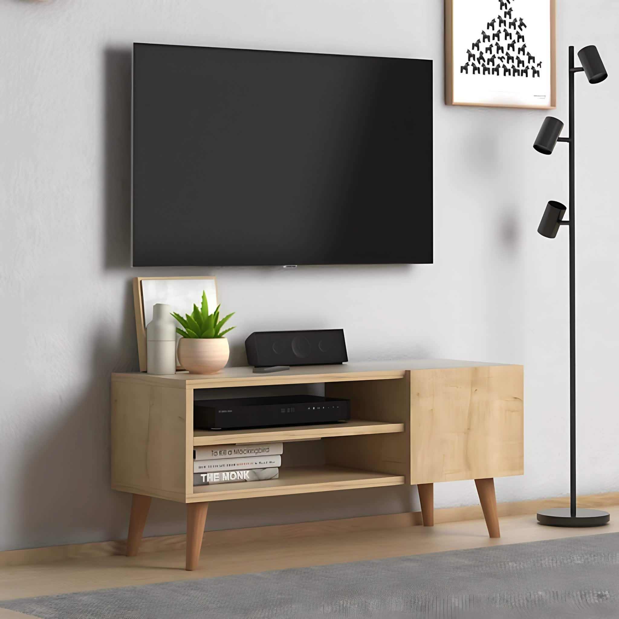 ترابيزة تليفزيون ام دي اف، 90*27*45 سم