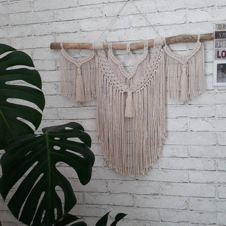 مكرمية حائط خشب، 120*90 سم