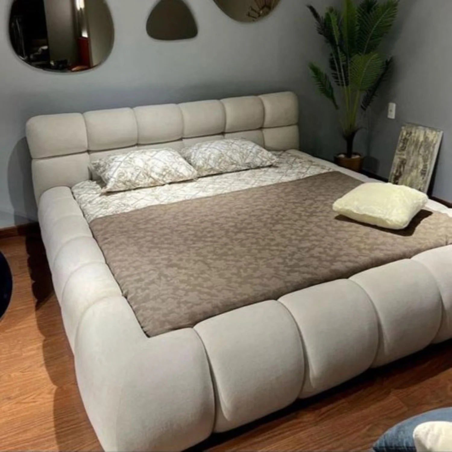 سرير كينج خشب ام دي اف و زان، 160*200*120 سم