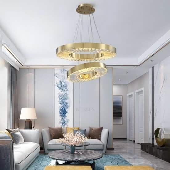 نجفة ستيل و كريستال، 60*90 سم - ذهبي