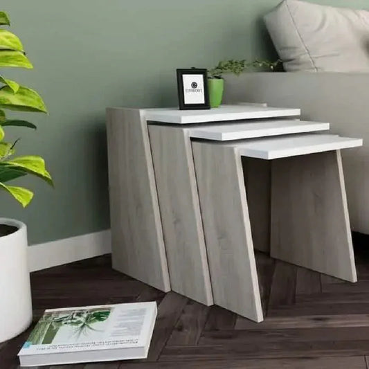 طقم ترابيزات جانبية ام دي اف، 3 قطع