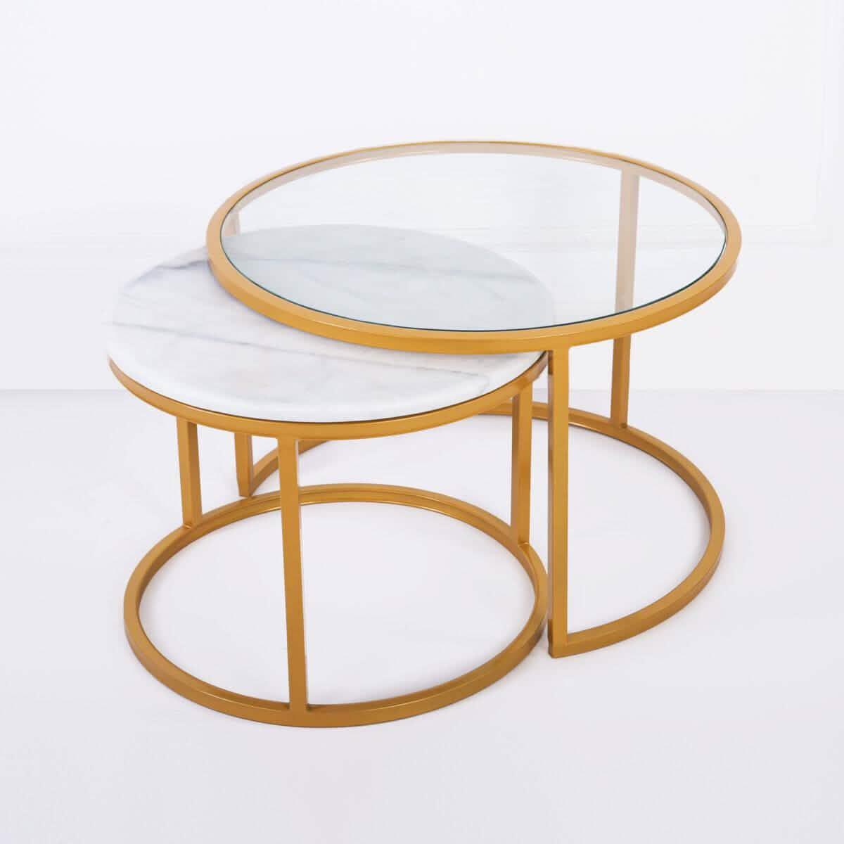 طقم ترابيزات قهوة متداخلة ستيل، قطعتين