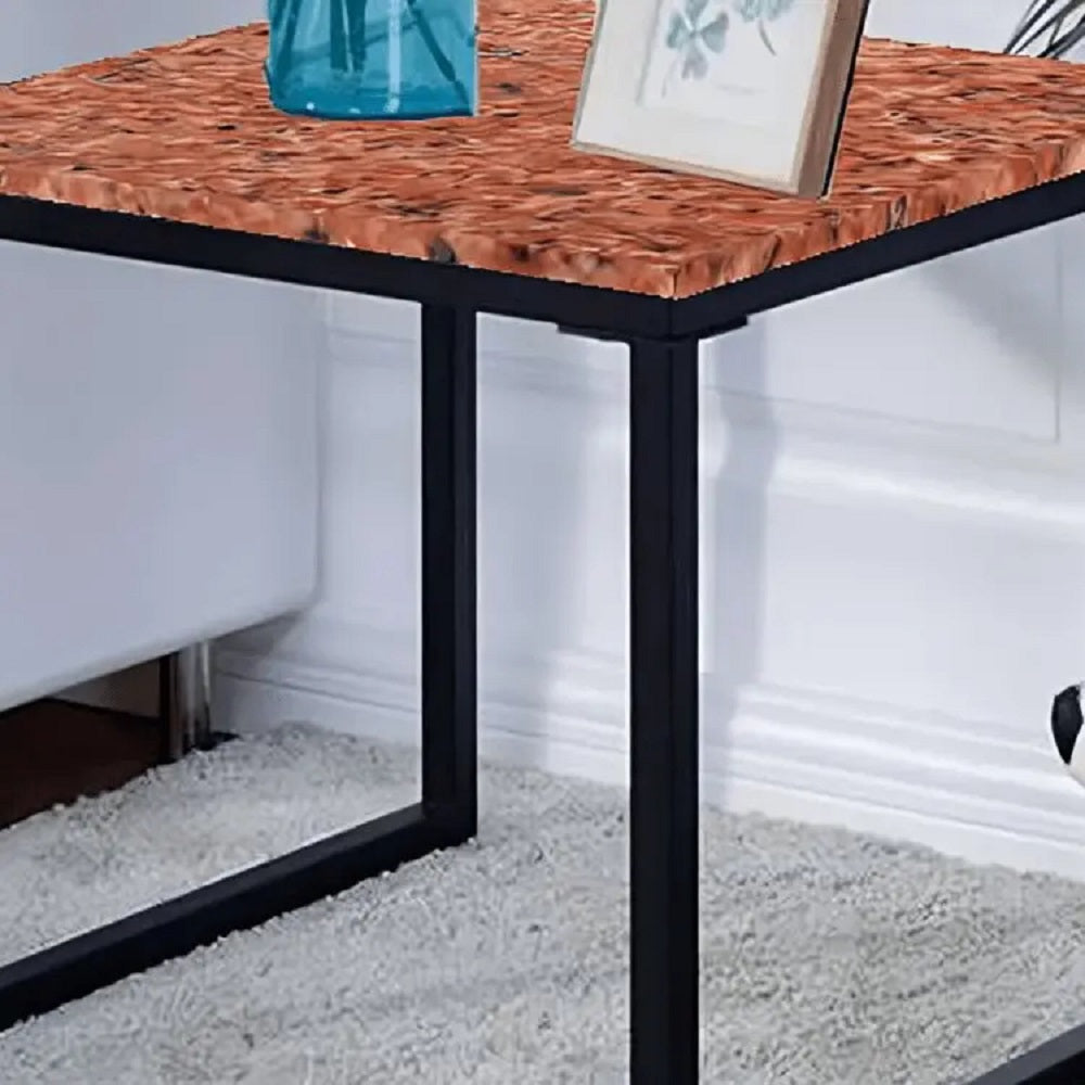 ترابيزة جانبية معدن بسطح جرانيت، 50*50*50 سم