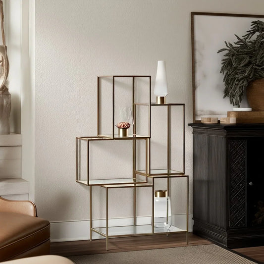 وحدة أرفف ستيل و زجاج، 80*30*140 سم 