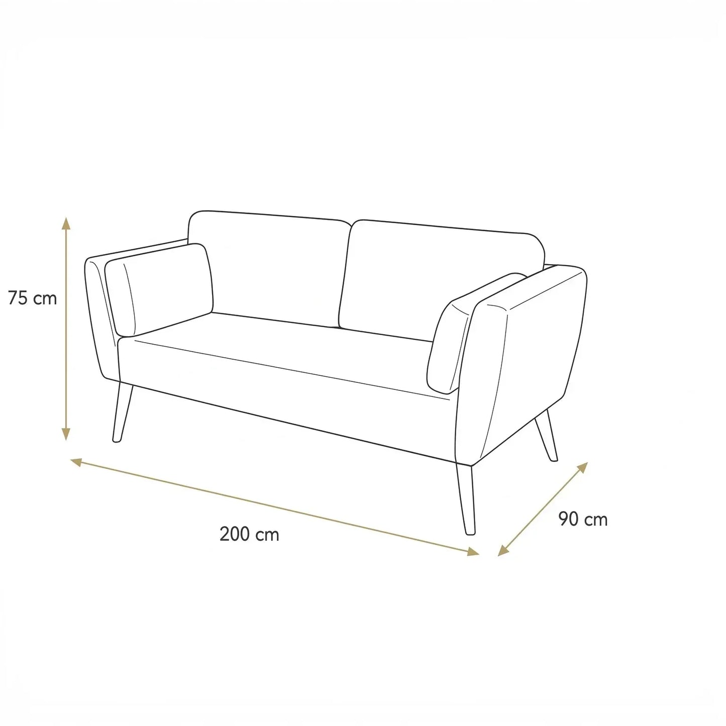 كنبة خشب زان، 200*90*75 سم