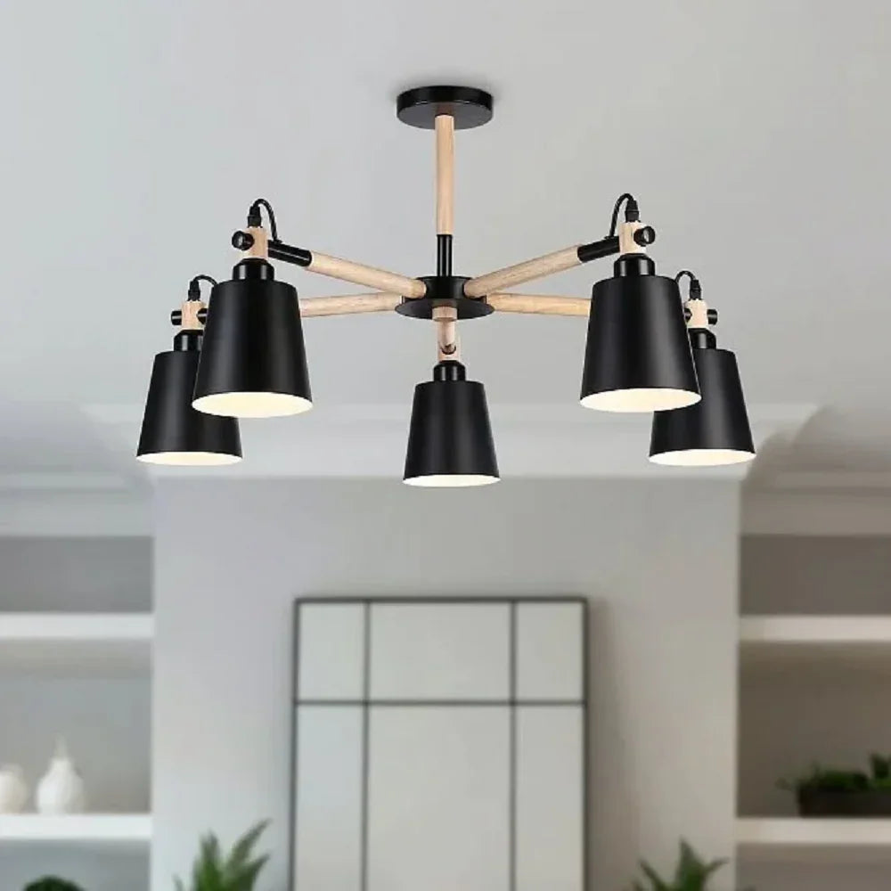 نجفة ستيل وخشب، 60*25 سم