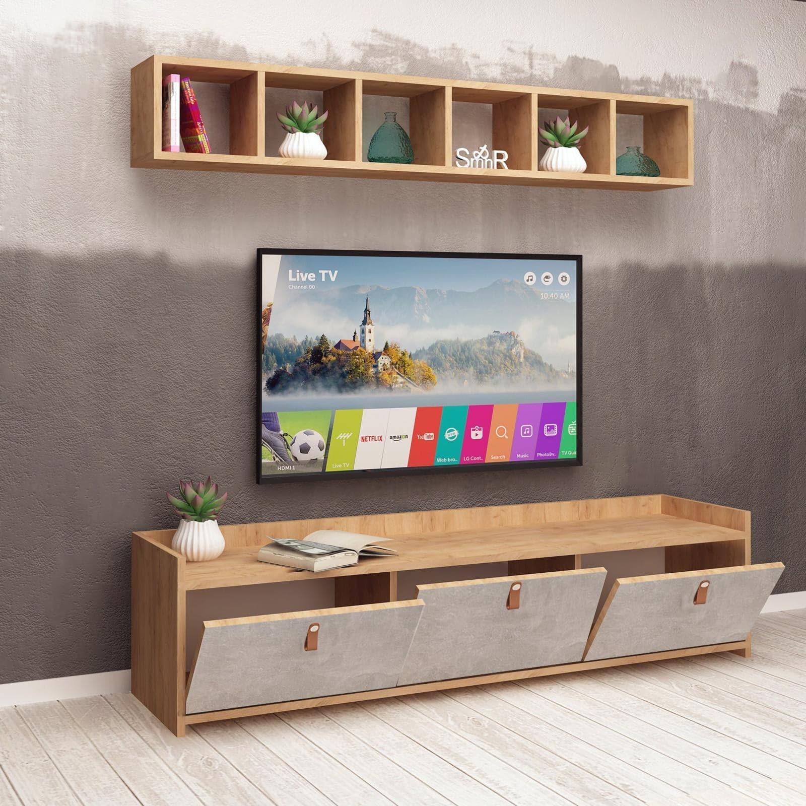 ترابيزة تليفزيون بأرفف خشبي - CLG267 - Homix