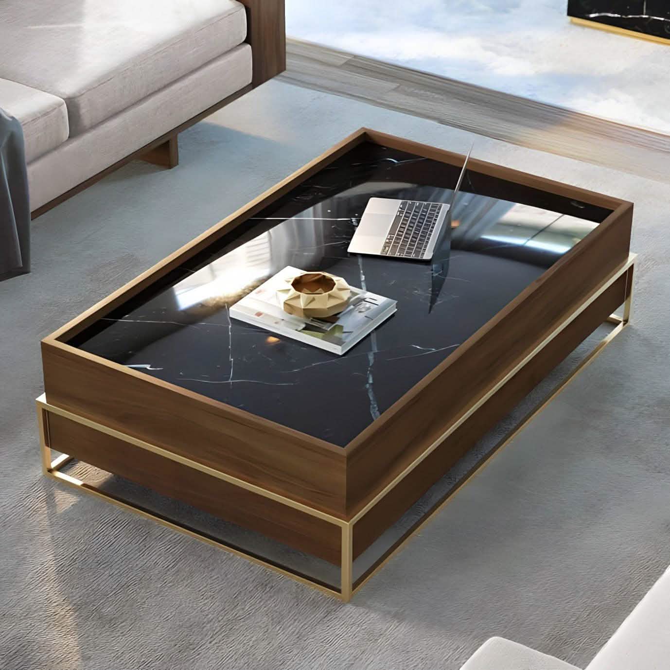 ترابيزة قهوة ستيل وام دي اف، 60*120*45 سم