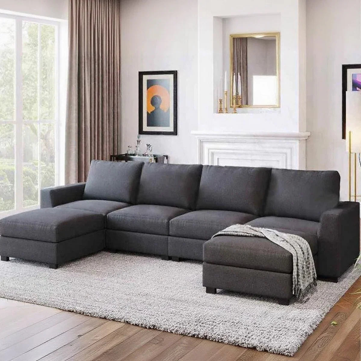 ركنة مع بف خشب زان، 290*85*75 سم