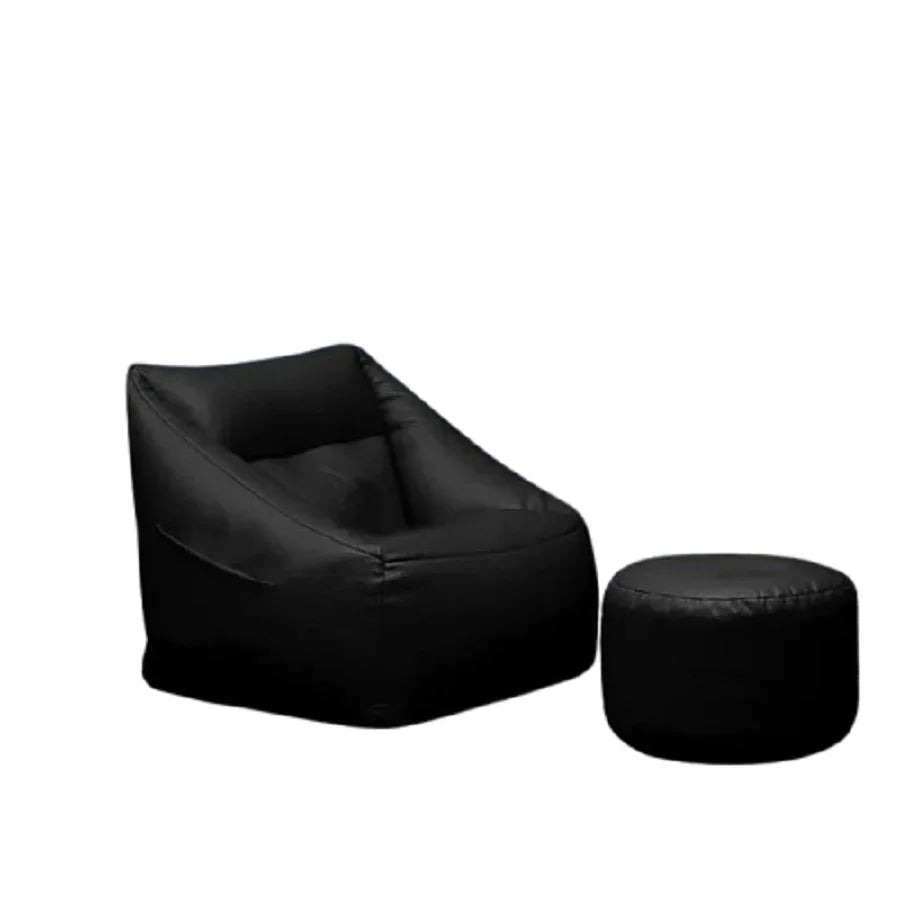 طقم بين باج مع بف جلد، قطعتين - أسود