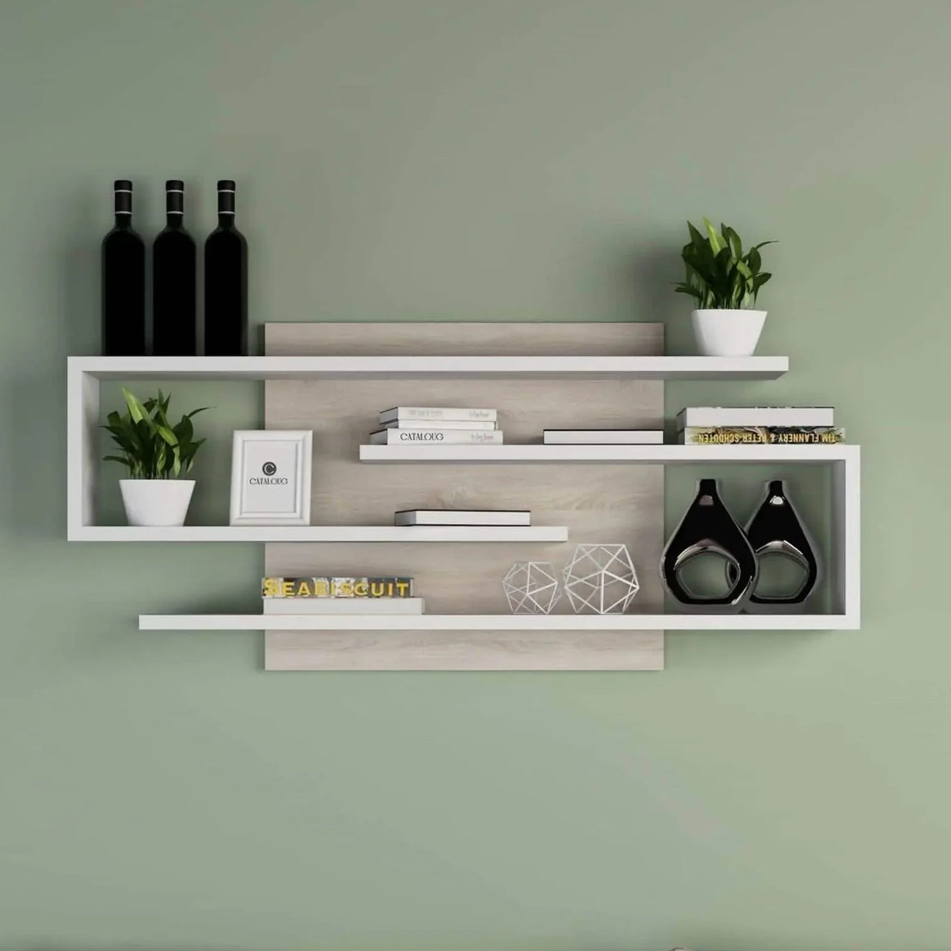 وحدة أرفف حائط ام دي اف، 100*15*44 سم