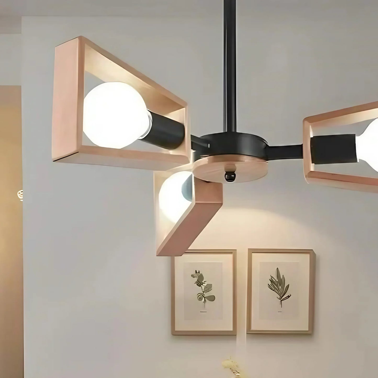 نجفة ستيل وخشب، 50*40 سم