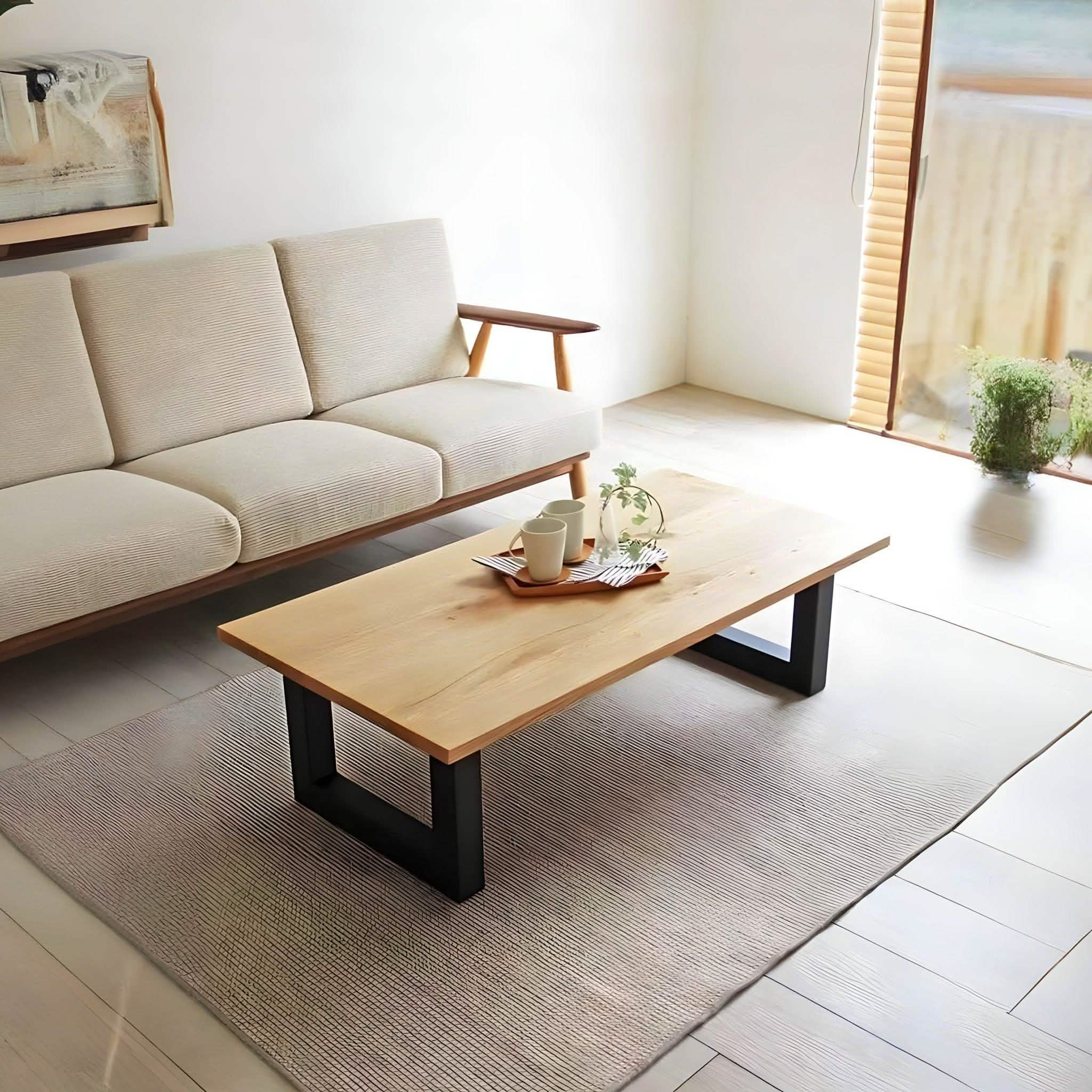 ترابيزة قهوة معدن وخشب 50*100*35 سم - ROW20 Iron Wood