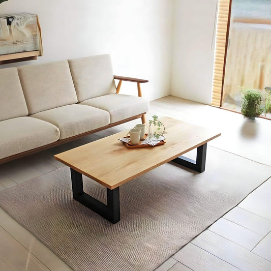 ترابيزة قهوة معدن وخشب 50*100*35 سم - ROW20 Iron Wood