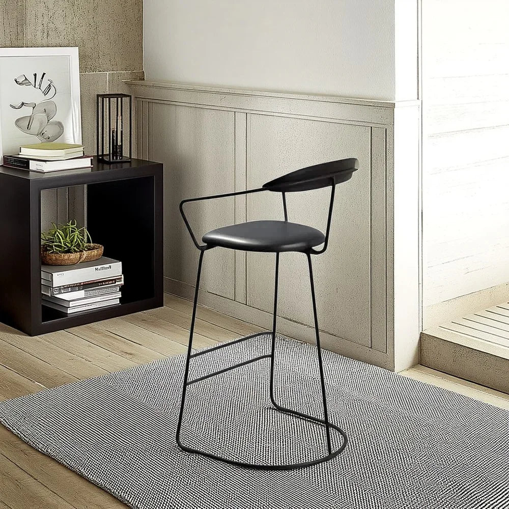 كرسي بار ستيل و جلد، 50*55*90 سم