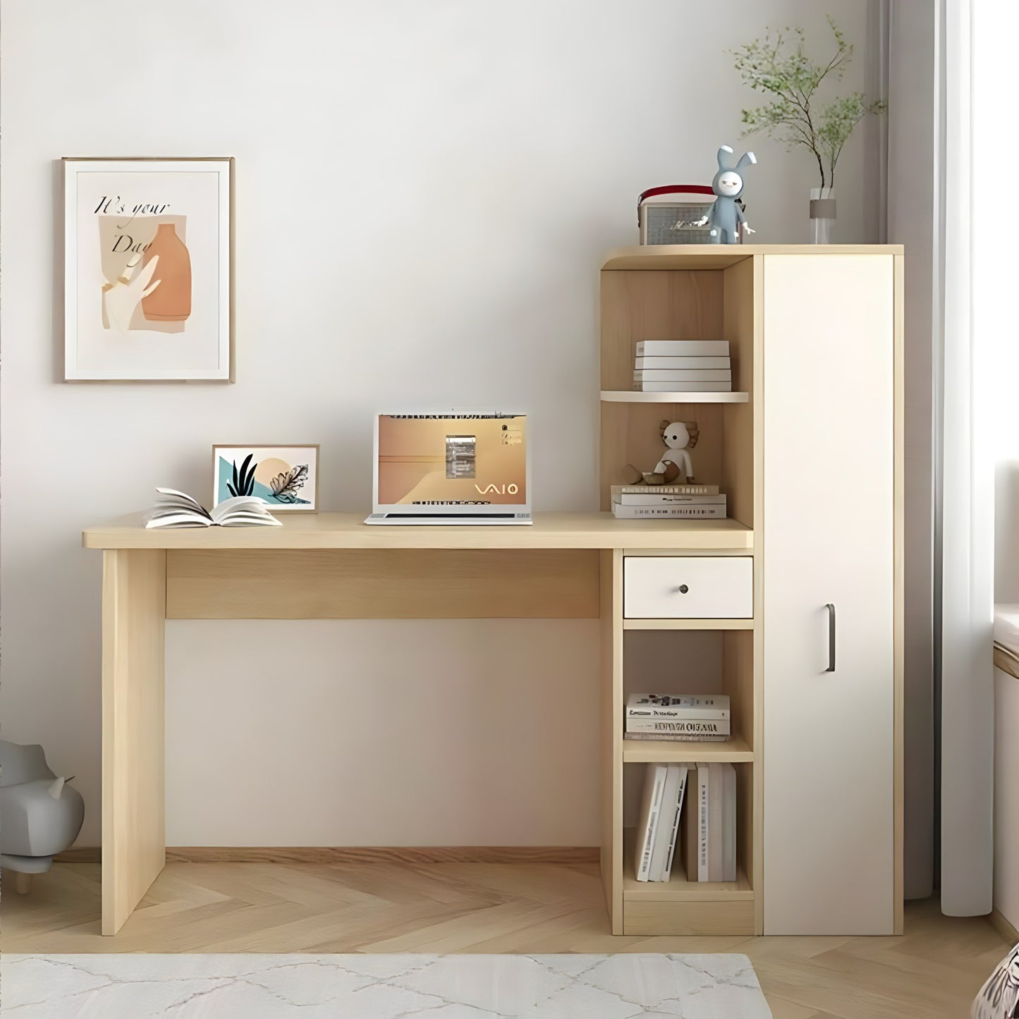 مكتب خشب ام دي اف، 140*40*140 سم