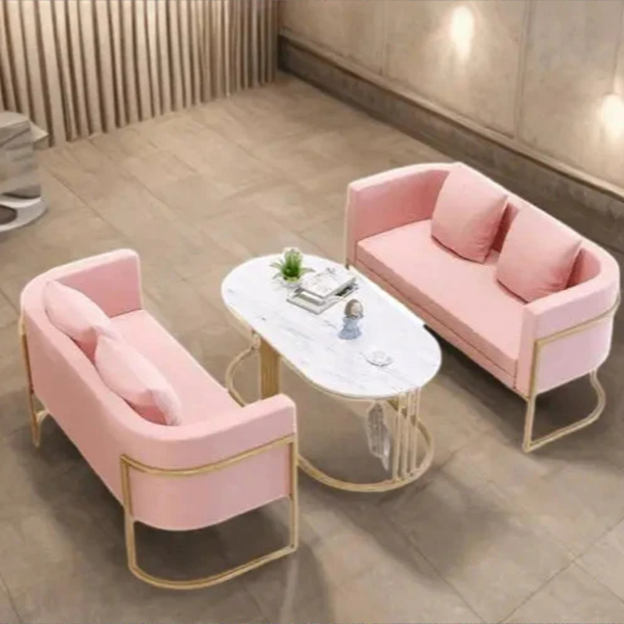 طقم أنتريه مع ترابيزة قهوة معدن، 3 قطع