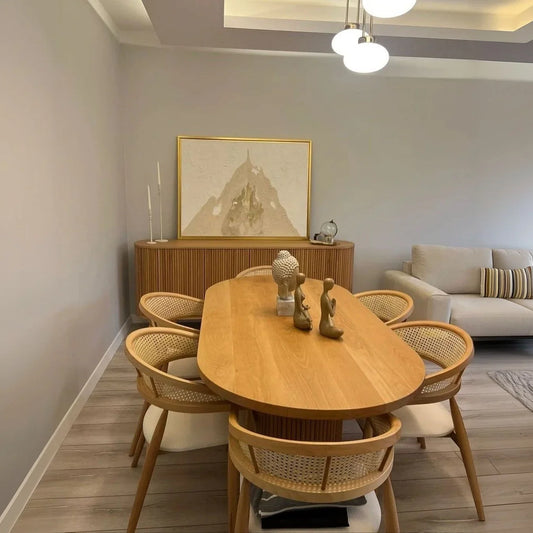 طقم سفرة خشب زان و كونتر، 7 قطع