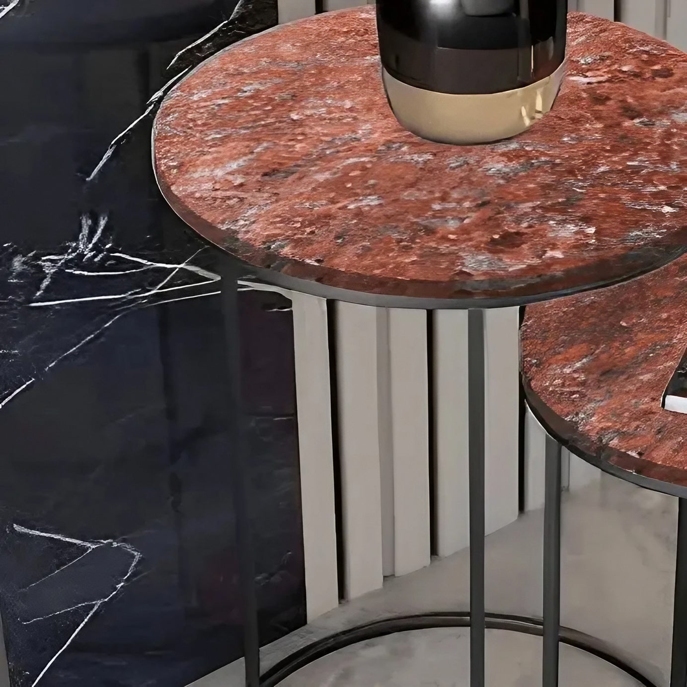 طقم ترابيزة جانبية متداخلة بسطح جرانيت، قطعتين