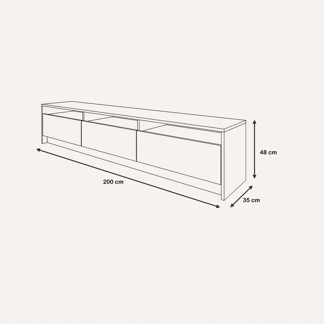 ترابيزة تليفزيون ام دي اف، 200*35*48 سم