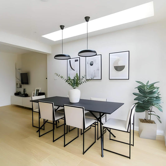 طقم سفرة ستيل وخشب ام دي اف، 7 قطع