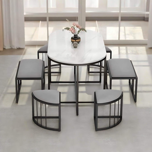 سفرة معدن و ام دي اف مع 6 كراسي - RON294 Royal Iron