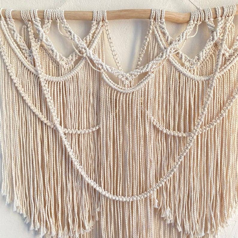 مكرمية حائط خشب، 100*120 سم