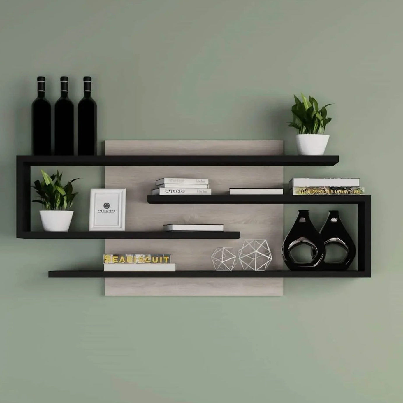 وحدة أرفف حائط ام دي اف، 100*15*44 سم