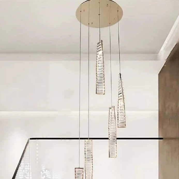نجفة ستيل و كريستال، 35*120 سم- ذهبي