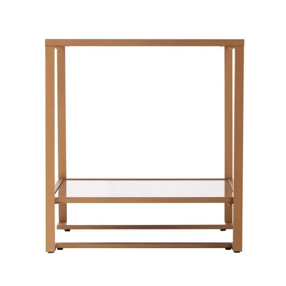 ترابيزة جانبية ستيل بسطح زجاج، 45*45*50 سم