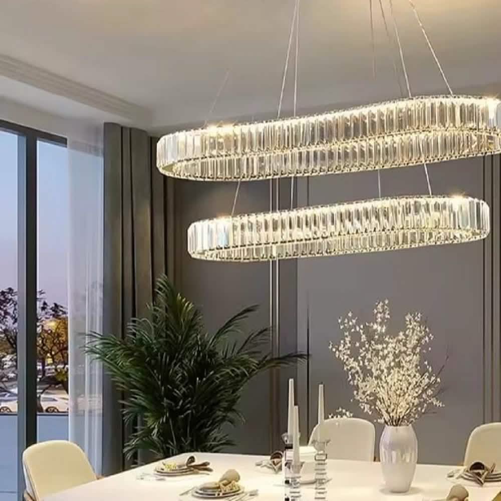 نجفة ستيل و كريستال، 85*65 سم- ذهبي