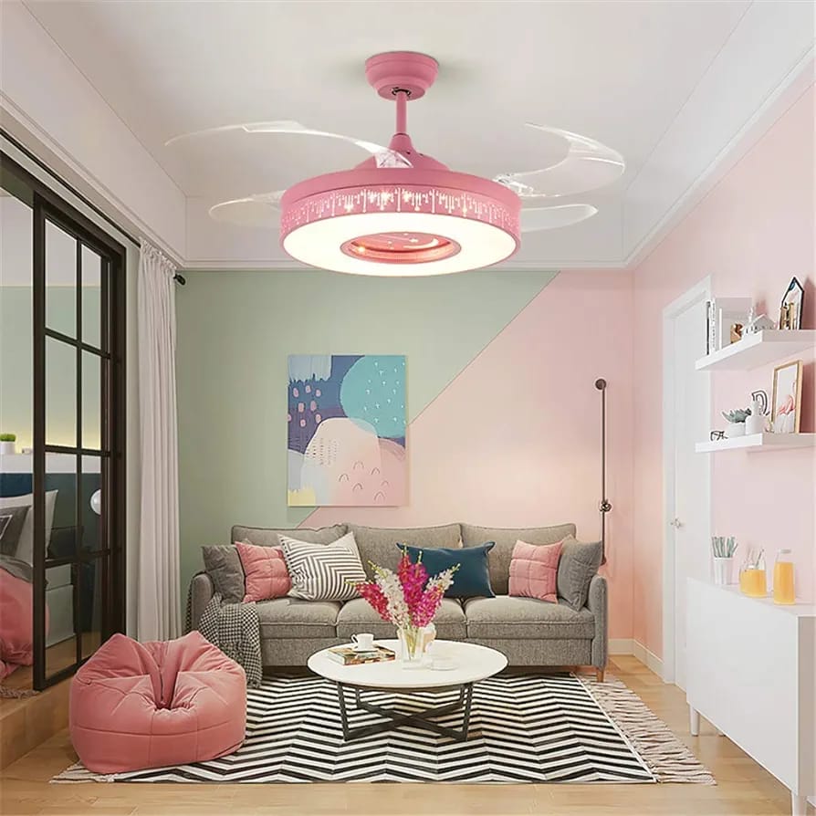 مروحة سقف نجفة، 55*55 سم - روز