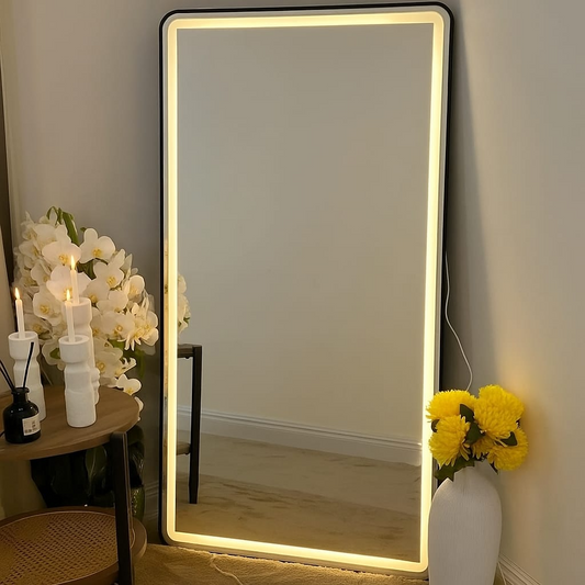 مرايا سمارت بإطار معدني، 65*180- أسود