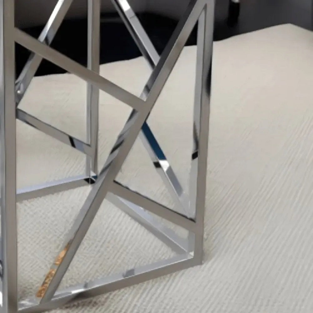 ترابيزة جانبية ستيل بسطح زجاج، 40*40*60 سم