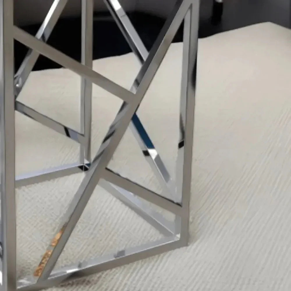 ترابيزة جانبية ستيل بسطح زجاج، 40*40*60 سم