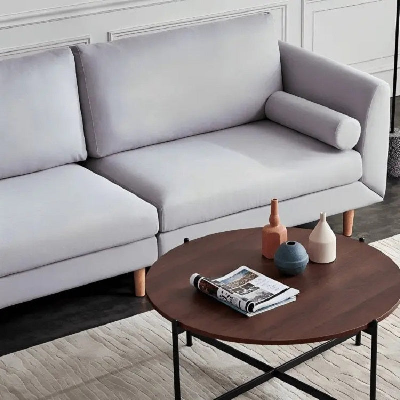 ترابيزة قهوة ستيل بسطح خشب، 80*80*45 سم