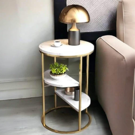 ترابيزة جانبية ستيل بسطح رخام،  35*45 سم