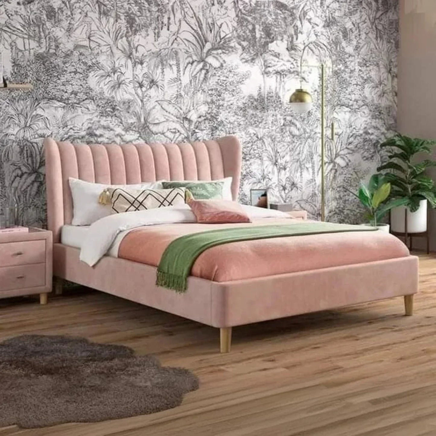 سرير فردي خشب زان أحمر، 120*200*120 سم