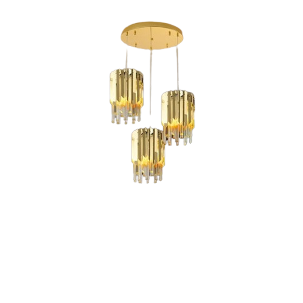 نجفة ستيل و كريستال، 25*100 سم- ذهبي