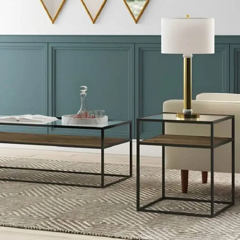 طقم ترابيزة قهوة مع ترابيزات جانبية ستيل ، 3 قطع