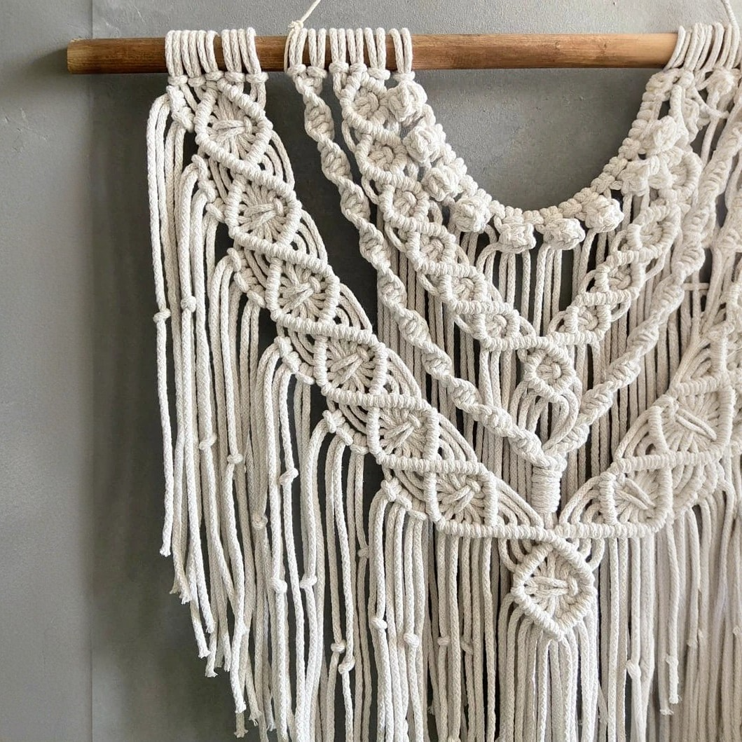 مكرمية حائط خشب، 90*100 سم