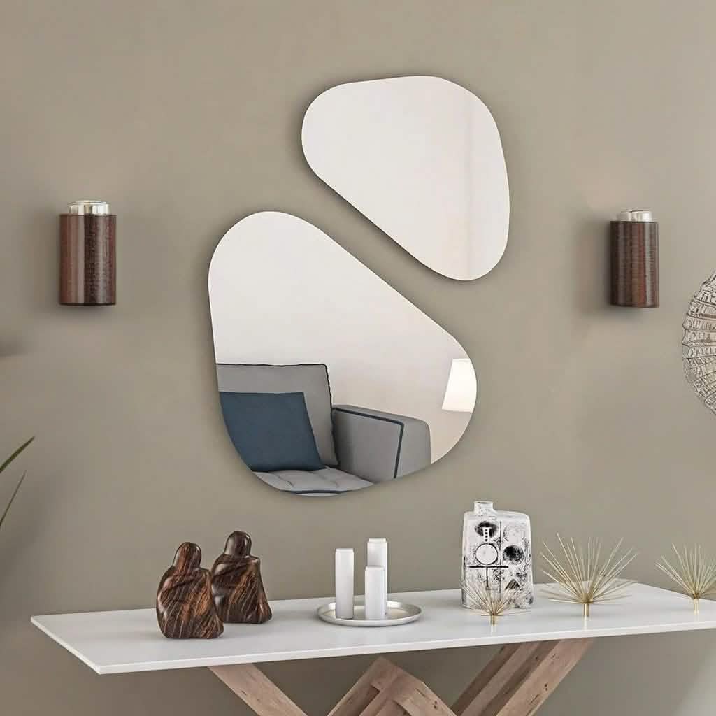 طقم مرايات حائط ام دي اف، قطعتين