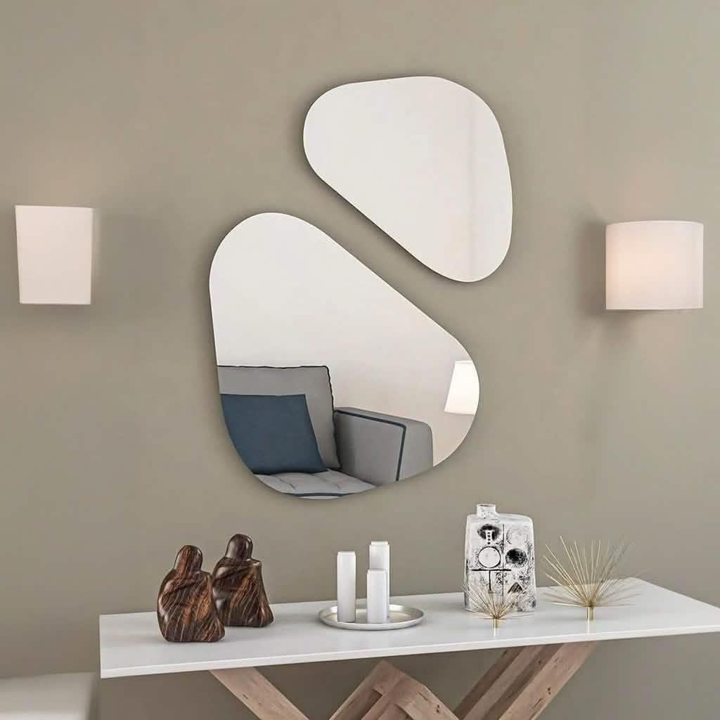 طقم مرايات حائط ام دي اف، قطعتين